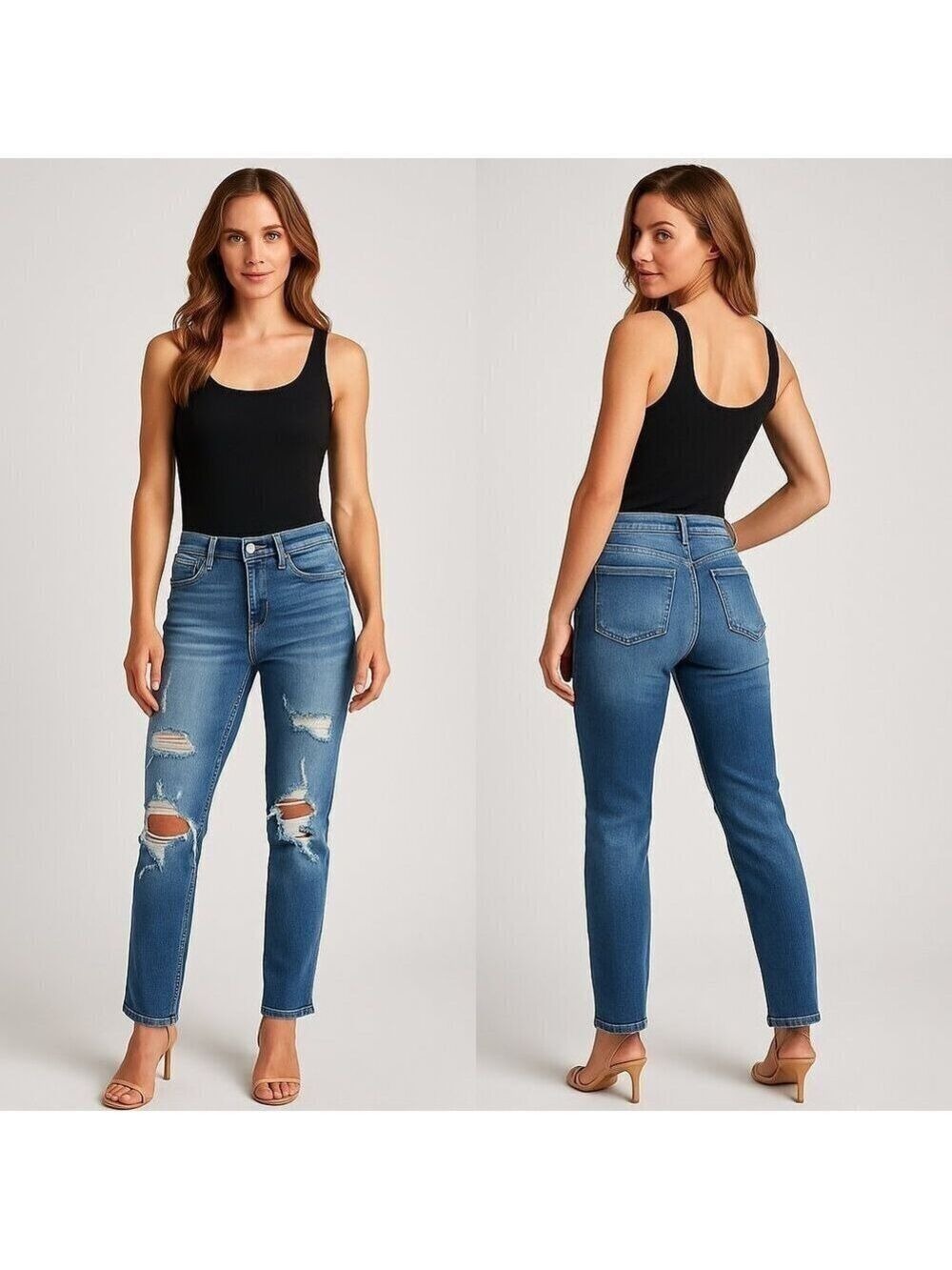 KANCAN ✨ Women’s Mid-Rise Distressed Straight Leg Jeans – Size 28 👖🔥